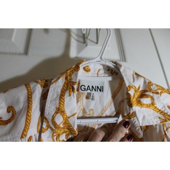 Gianni Rope Print Gathered Mini Shirt Dress sz 34 EU / 2 US - Picture 4 of 4